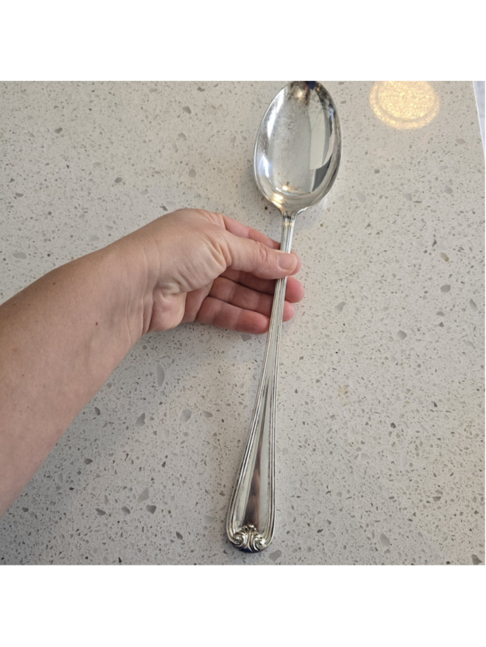 Gorham Heritage Silver Plate Solid XLarge Dressing Serving Spoon Italy 13.5" Vtg